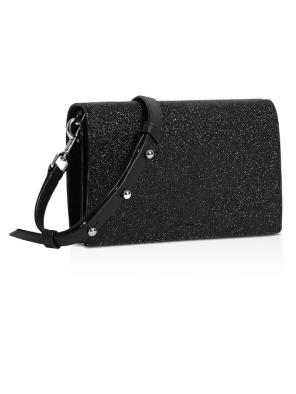 ALLSAINTS Sid Glitter Black Glitter Crossbody Studs